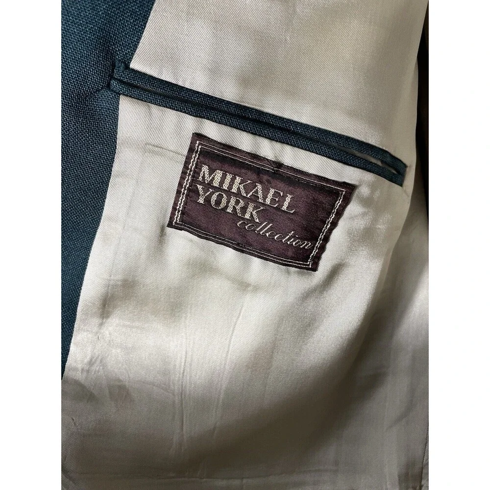 Mikael York Men's Green Long Sleeve Button Down Blazer